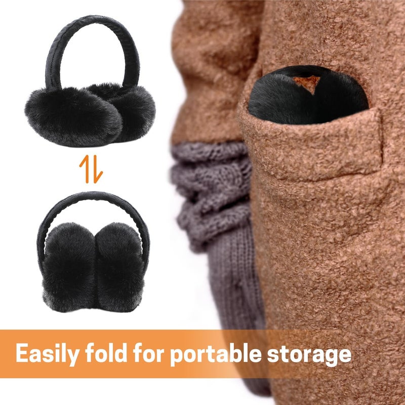 Aurya Winter Earmuffs for Kids, Foldable Fluffy Ear Warmer Girls & Boys Outdoor Adjustable Headband Ear Covers - Image 5